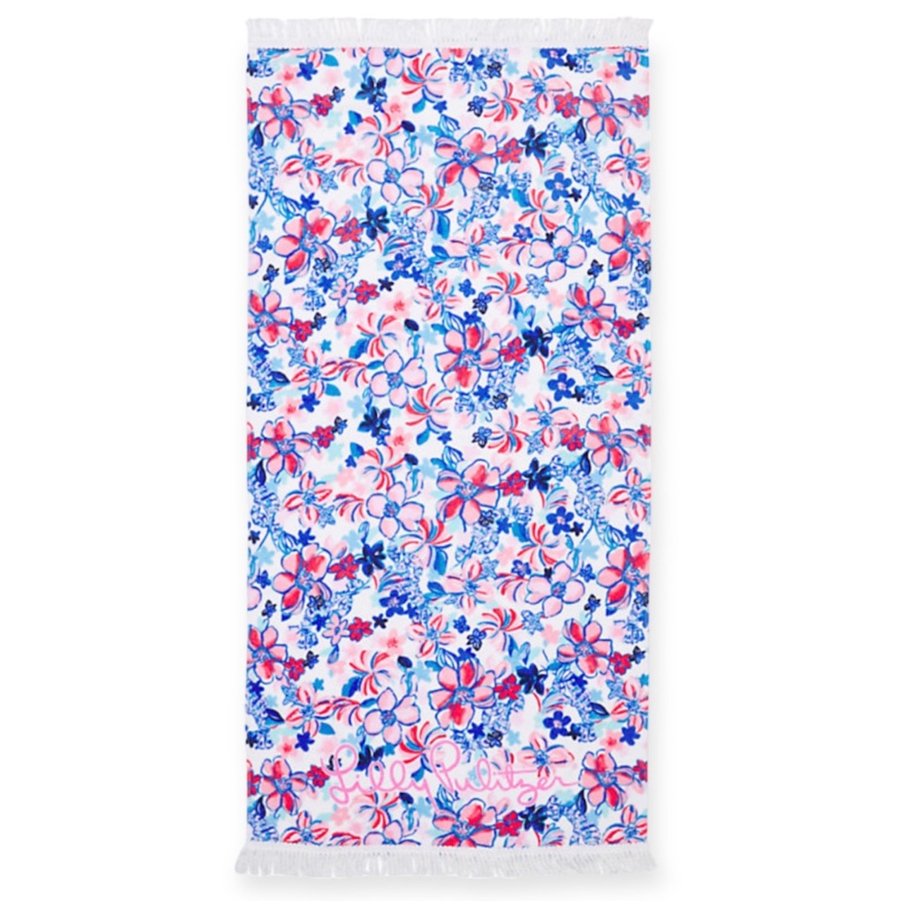 LILLY PULITZER Oversized Beach Towel Resort White Party Like A Lobstar Gwp Towel